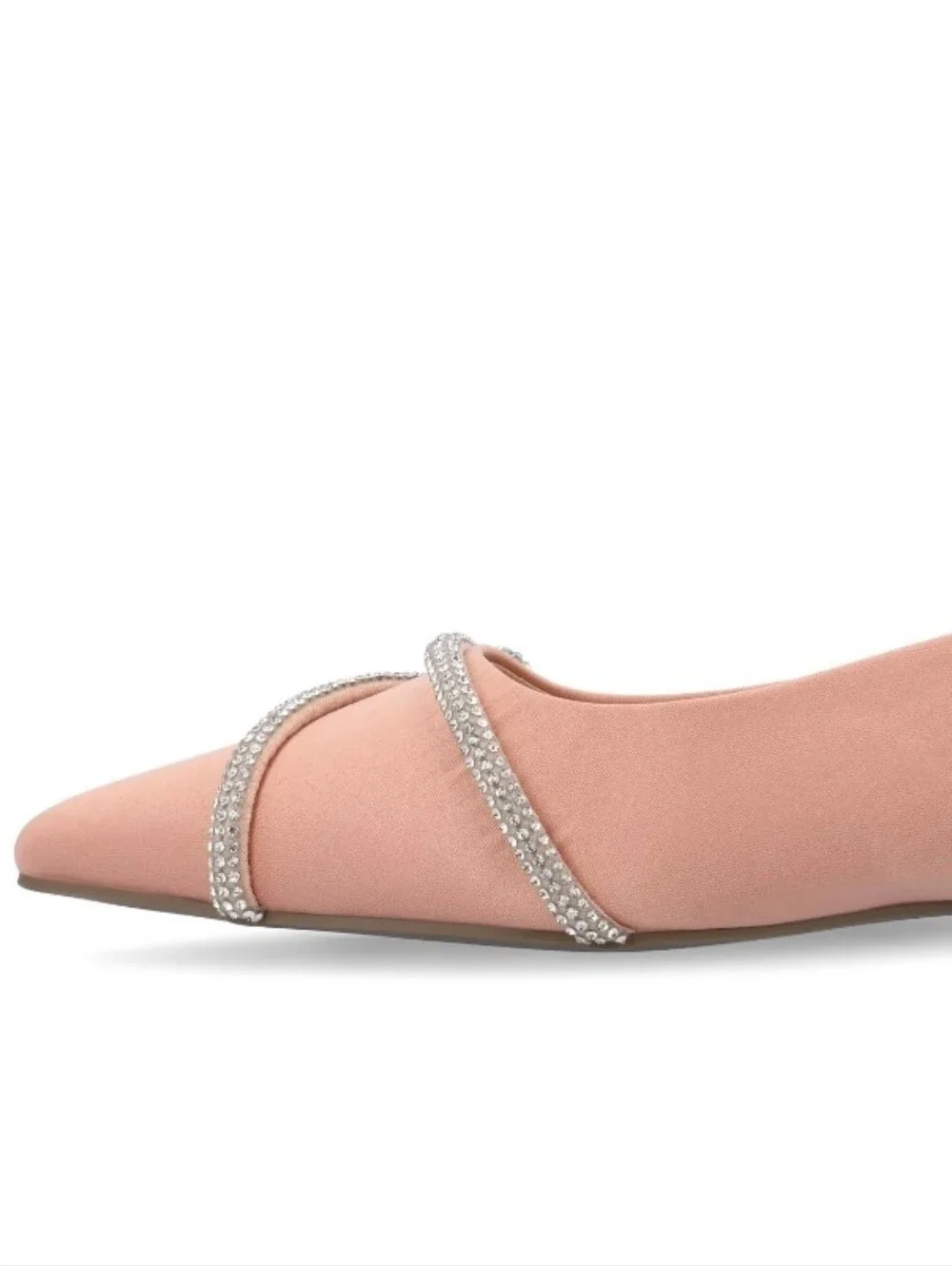 JOURNEE COLLECTION -NEW IN BOX- ROSE & CRYSTAL SATIN POINTED TOE FLATS sz 9